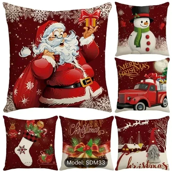 Christmas Pillowcases,17.7x17.7 Inch, Set Of 4, Pillow Inserts Not included B21 - Picture 2 of 5